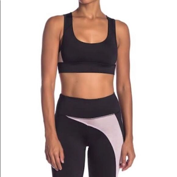 💕Tahari Helena high shine Sports Bra Blak/Rose - Picture 6 of 6